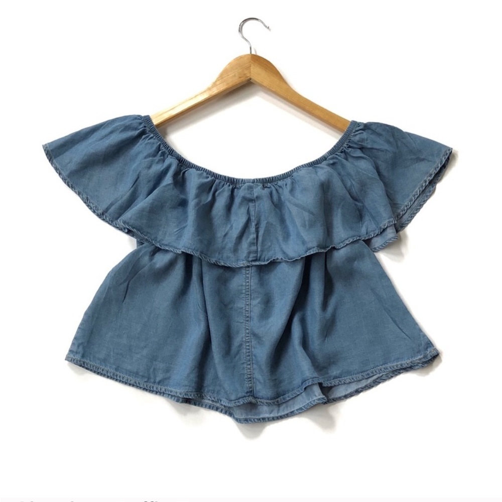 Chambray Ruffle Top - Picture 5 of 5